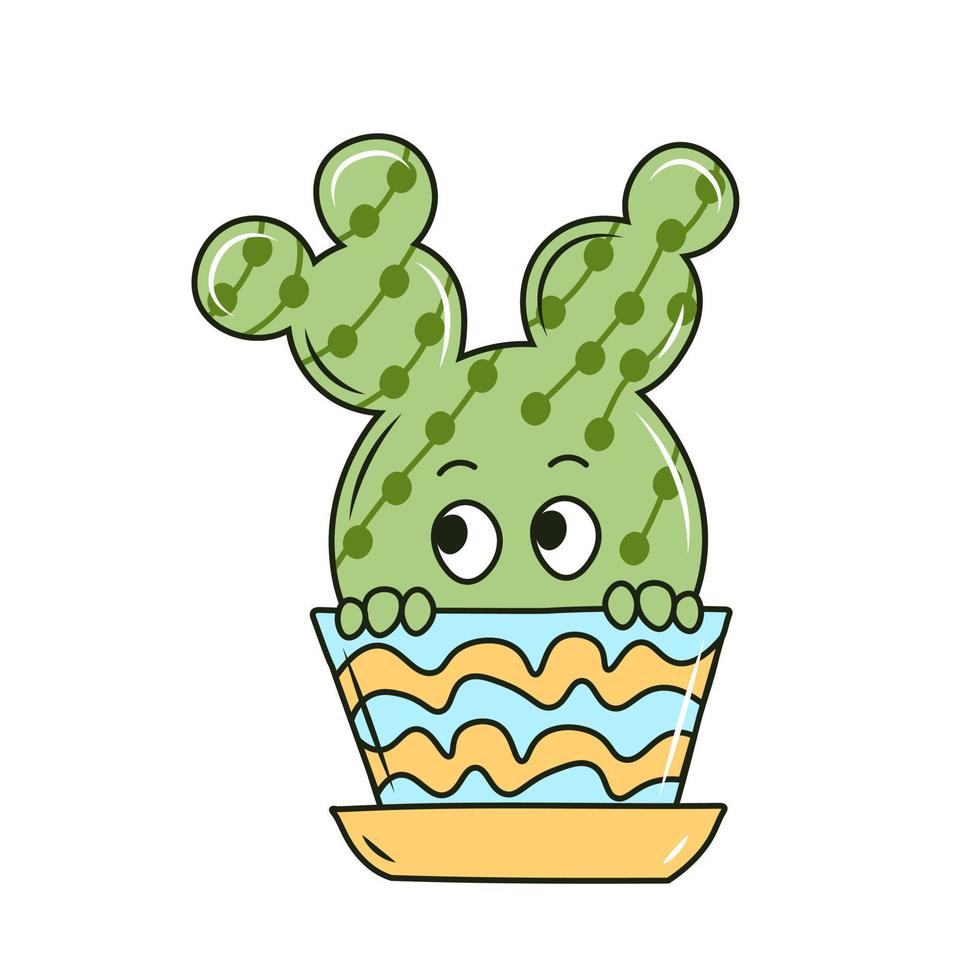 cactus mignon en illustration vectorielle de pot de fleurs vecteur