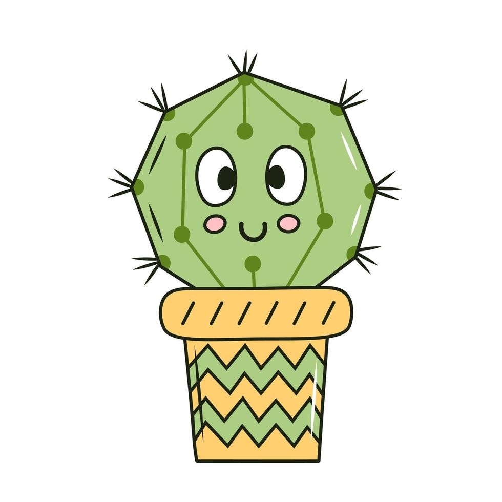 illustration vectorielle mignon de cactus souriant vecteur