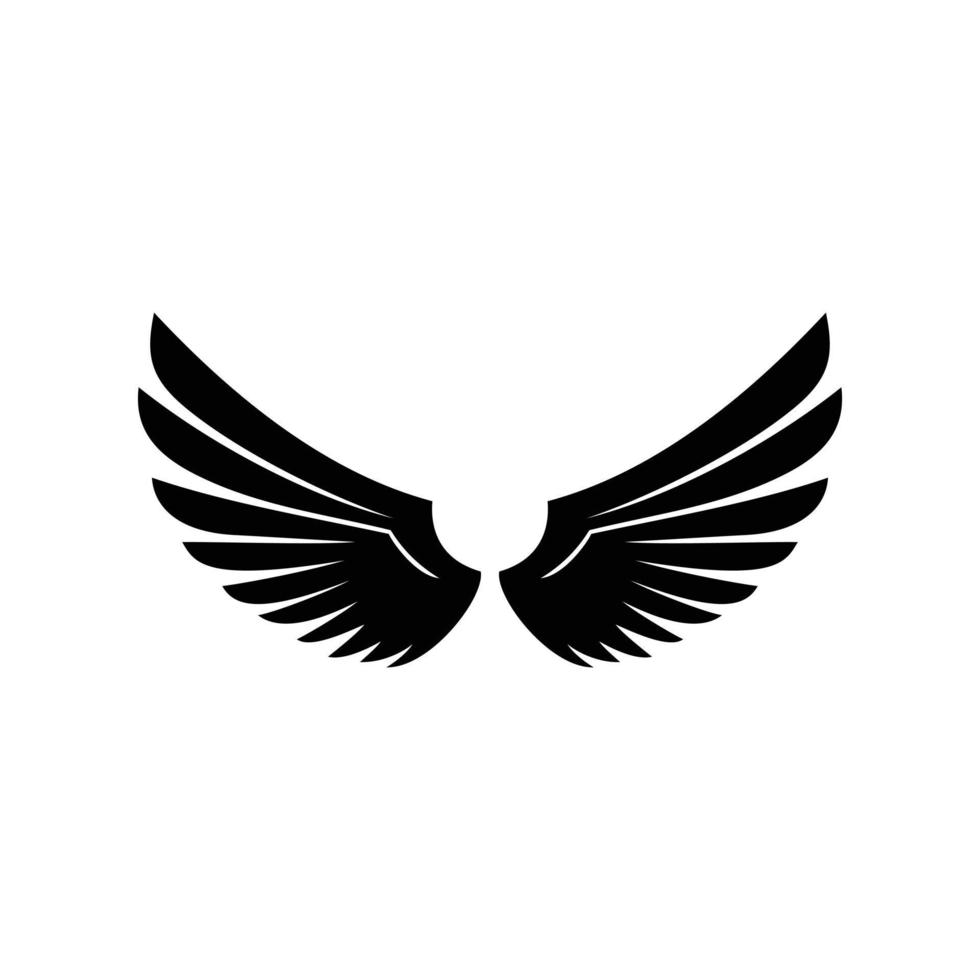 ailes. icône de l'aile. vecteur de logo d'ailes. conceptuel de conception de logo d'aile. signe simple d'icône d'aile. illustration de conception d'aile d'animal. paire d'ailes vectorielles isolées en noir sur fond blanc,