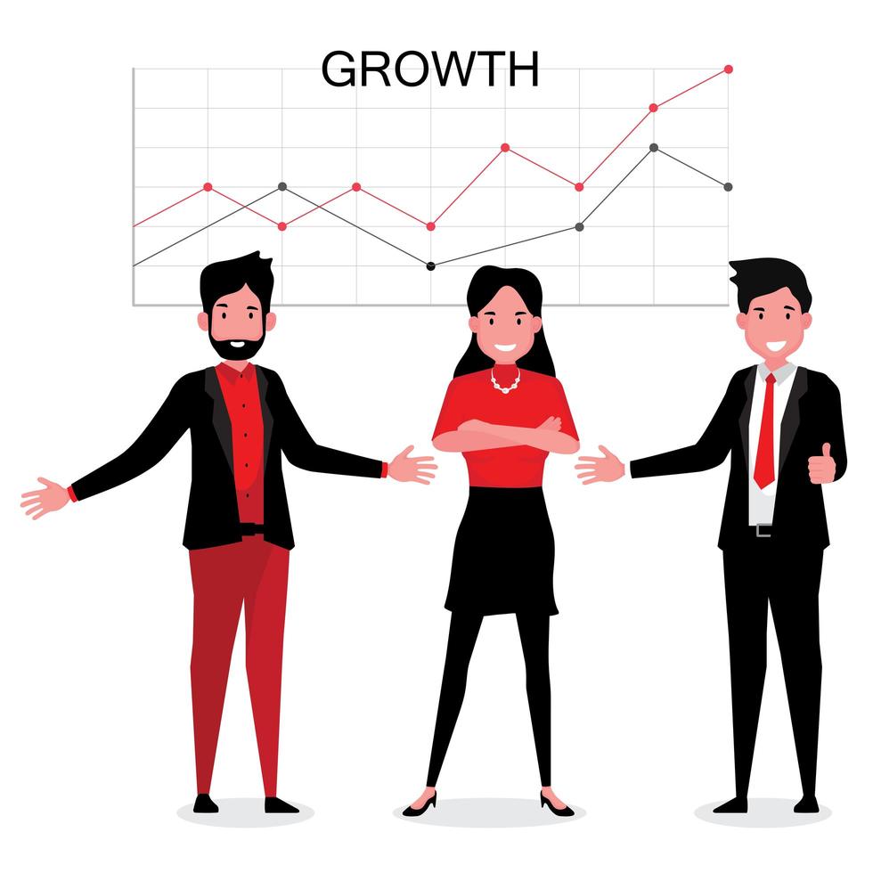 gens d'affaires et graphique des statistiques de croissance vecteur