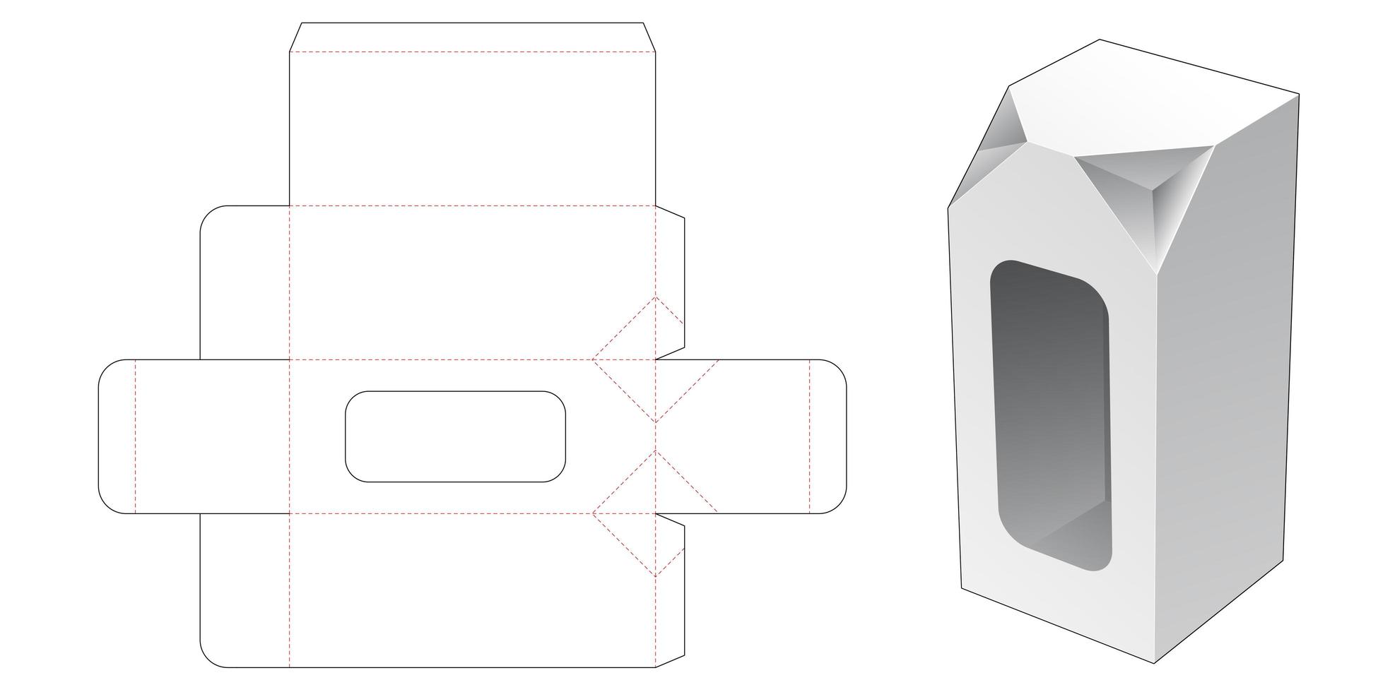 Boîte haute à 2 angles chanfreinés avec fenêtre vecteur