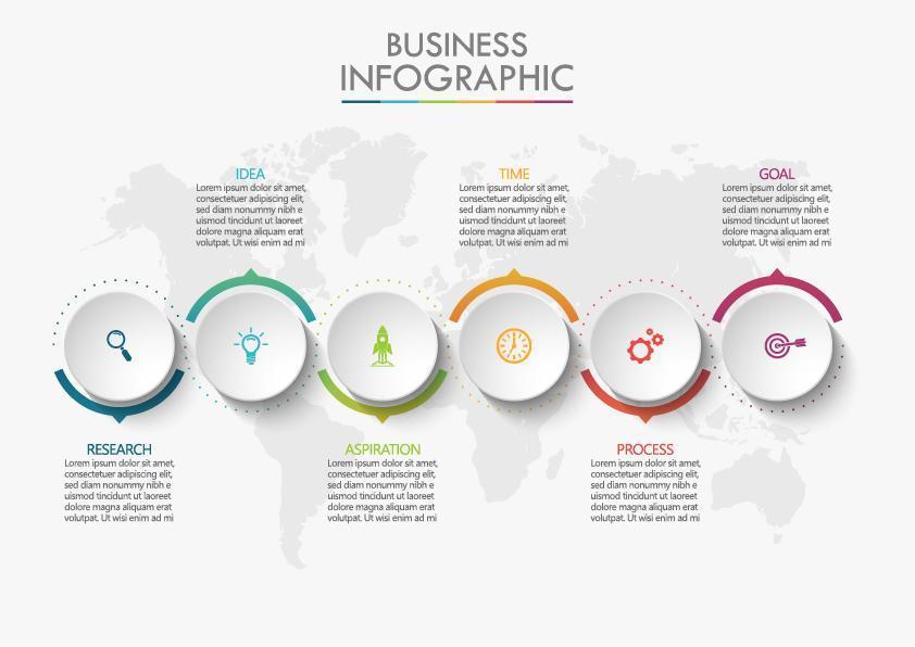 infographie avec un design de bordure de cercle coloré vecteur