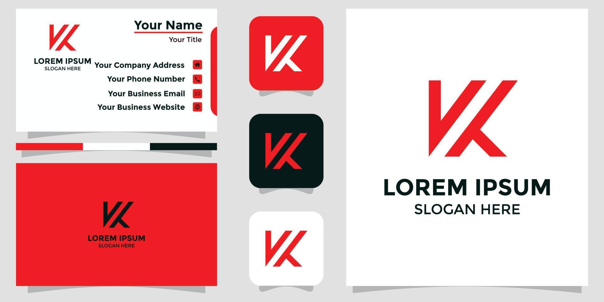 lettre k design logo et carte de marque vecteur