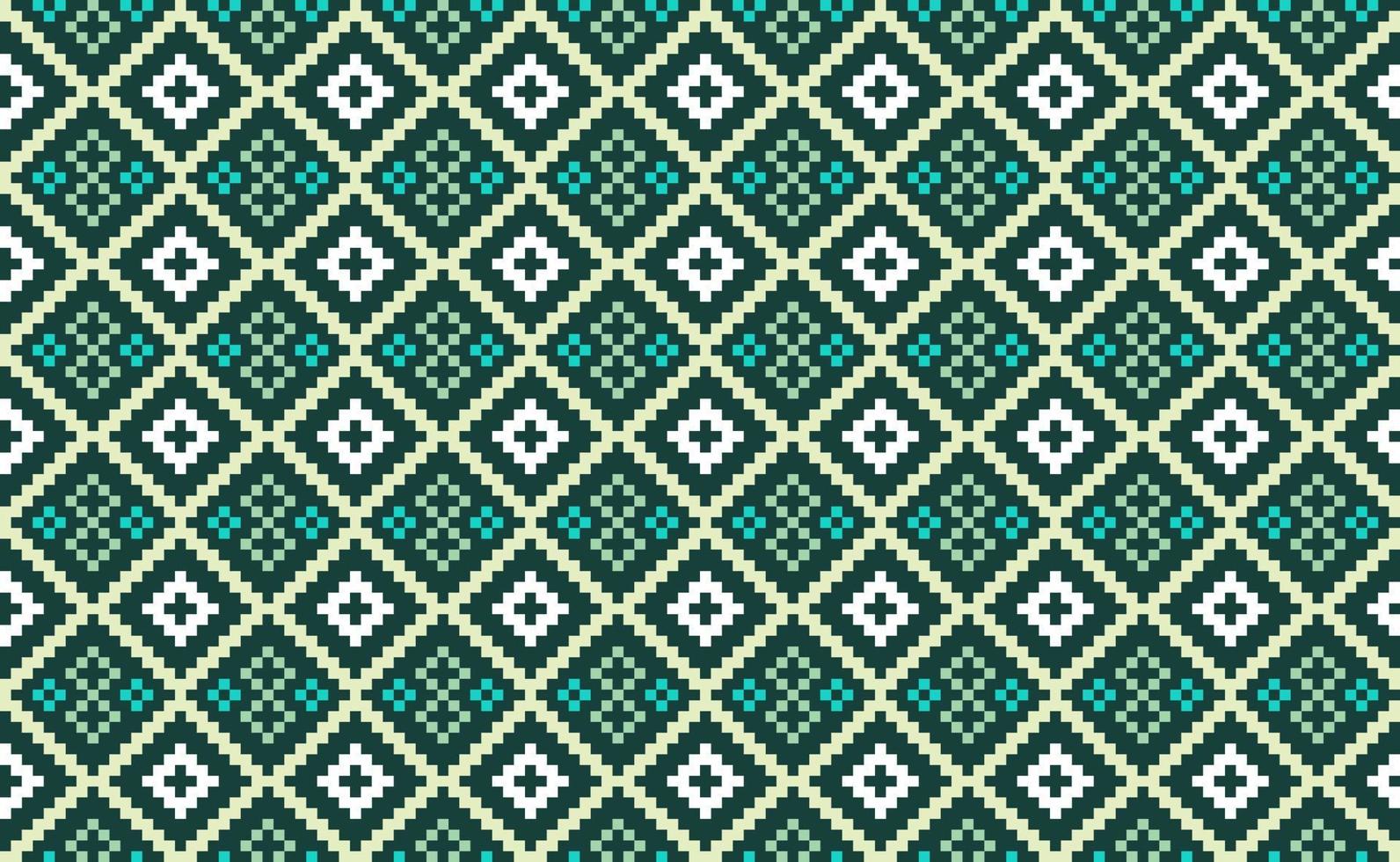 motif ethnique de broderie, fond de chevron géométrique vectoriel, mode ornementale de motif vert et blanc vecteur