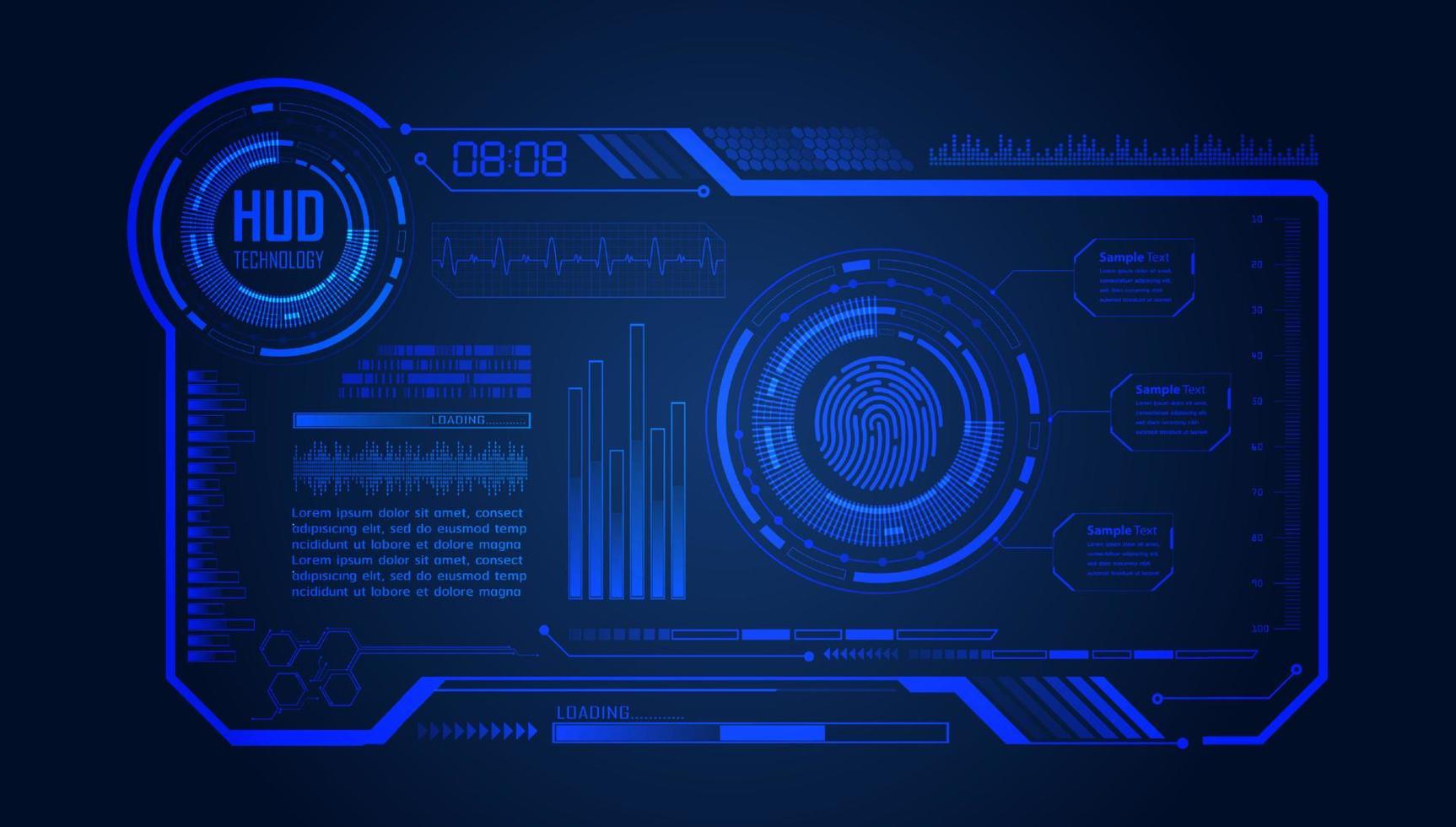 panneau d'écran de technologie hud moderne vecteur