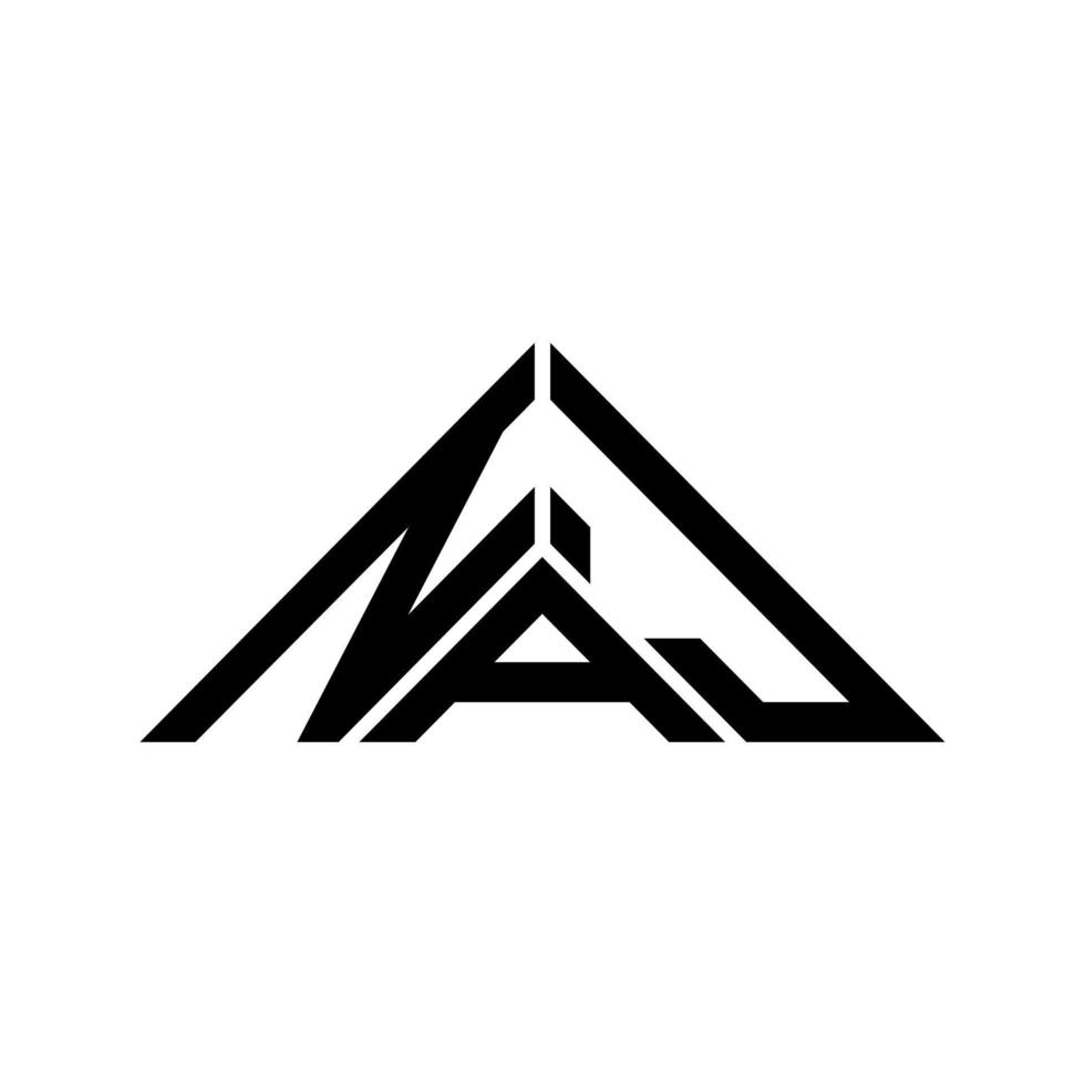 création de logo de lettre naj avec graphique vectoriel, logo naj simple et moderne en forme de triangle. vecteur