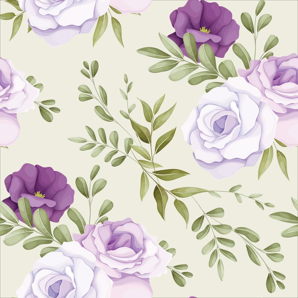 élégant motif floral harmonieux avec une belle fleur violette vecteur