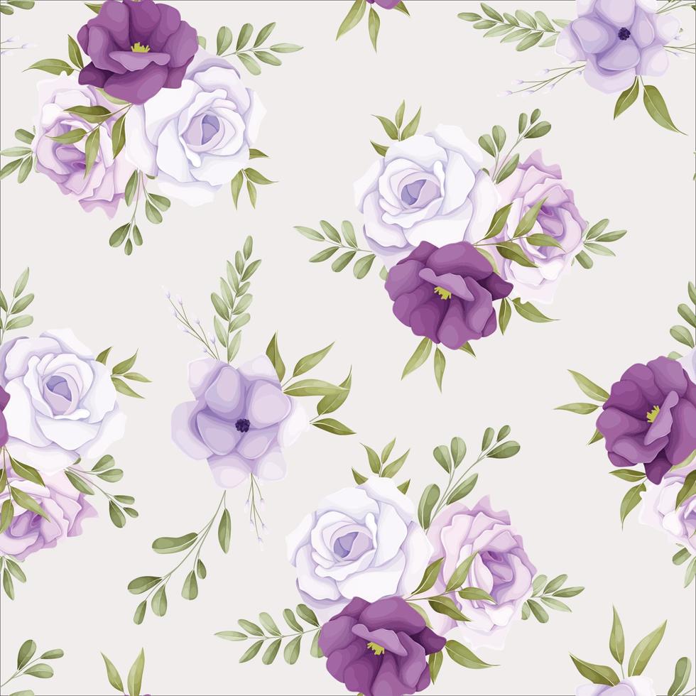 élégant motif floral harmonieux avec une belle fleur violette vecteur