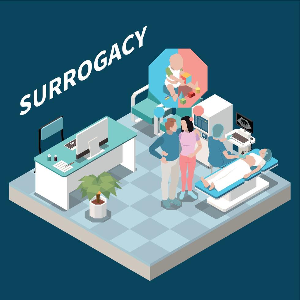illustration isométrique de maternité de substitution vecteur