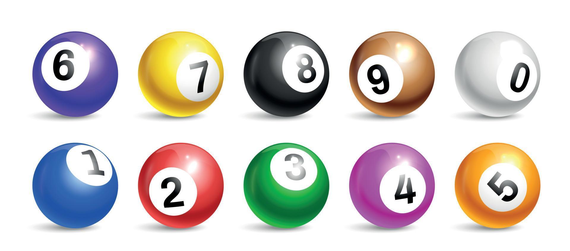 jeu d'icônes de boules de loto bingo réaliste vecteur