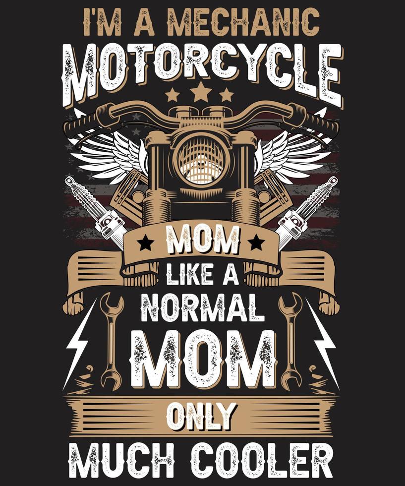 modèle de vecteur de conception de t-shirt de moto de maman mécanicien vintage personnalisé