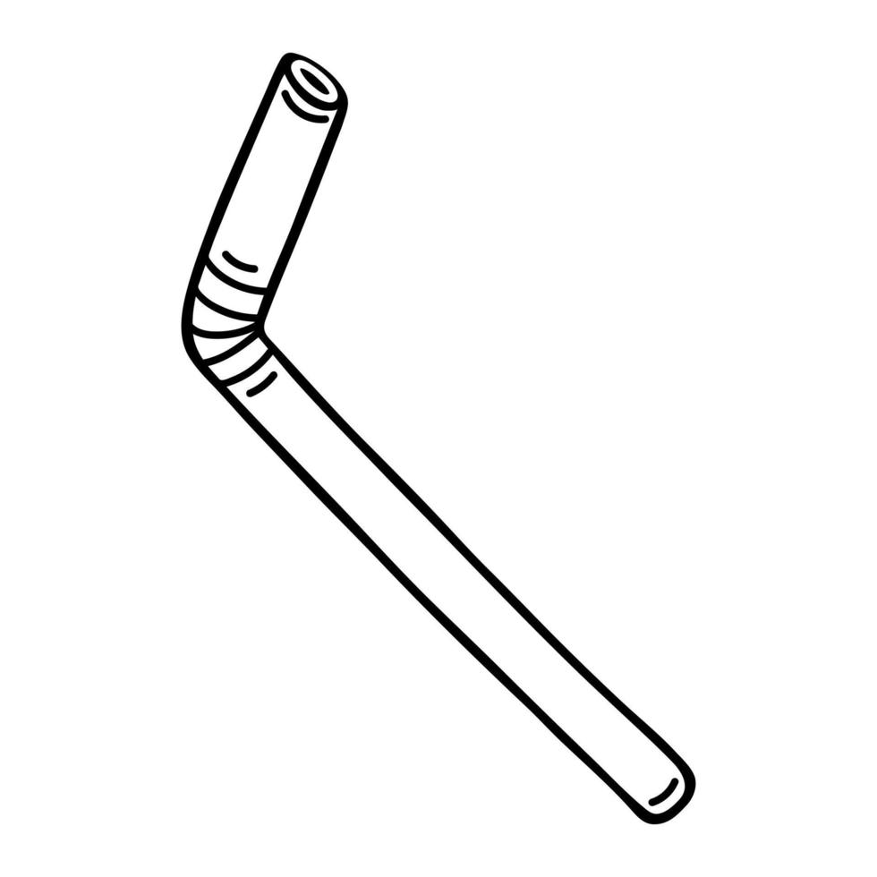 icône de vecteur de paille à boire. tube aluminium ou plastique pour boire jus, alcool, cocktail. illustration dessinée à la main isolée sur blanc. doodle simple, contour noir. clipart pour impression, logo, web, applications