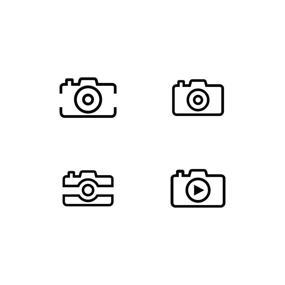 jeu d'icônes de pictogramme de caméra vecteur