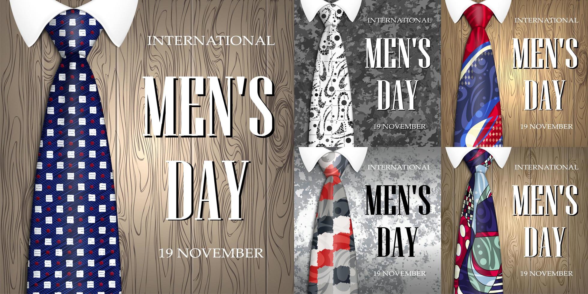 bannières internationales pour hommes ou fête des pères avec cravates vecteur