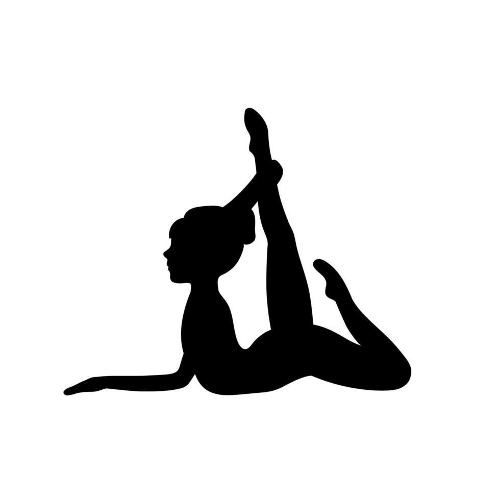 Silhouettes d'athlète gymnaste fille en pose sur les mains isolé sur fond blanc vecteur