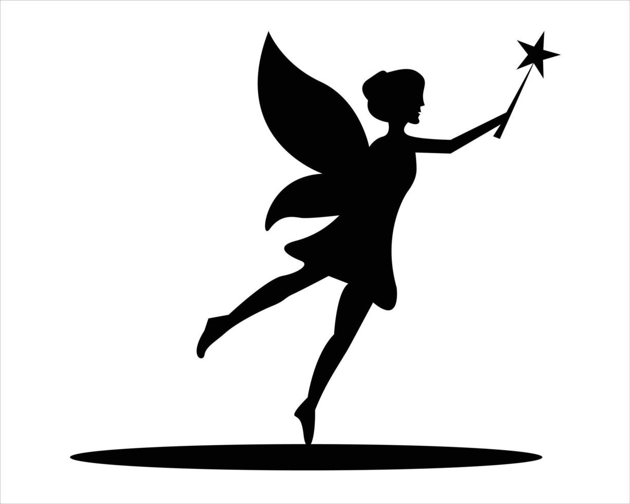 silhouette de petite fée avec vecteur de logo d'ailes