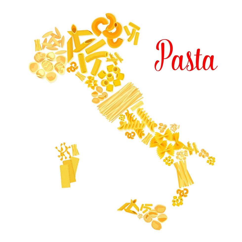pâtes ou macaroni italien vecteur carte italie