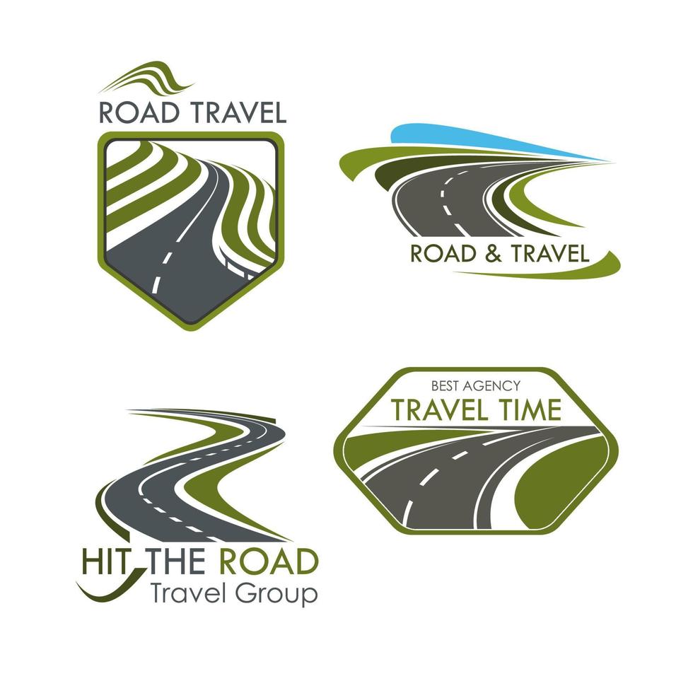 ensemble d'icônes vectorielles de voyage et de tourisme sur la route vecteur
