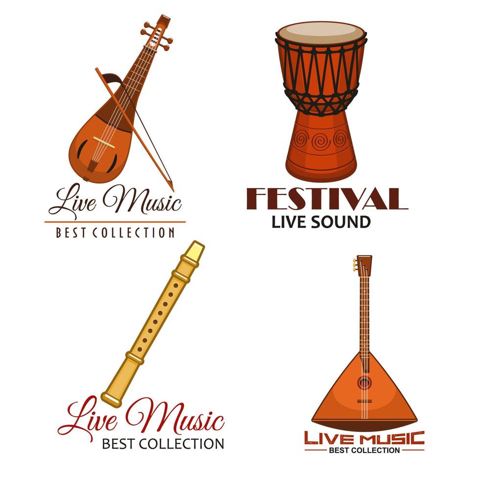 icônes vectorielles de festival folklorique de musique live vecteur