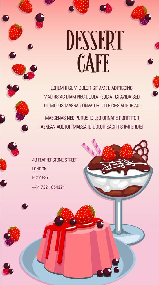 affiche de gâteau et de crème glacée pour la conception de café dessert vecteur
