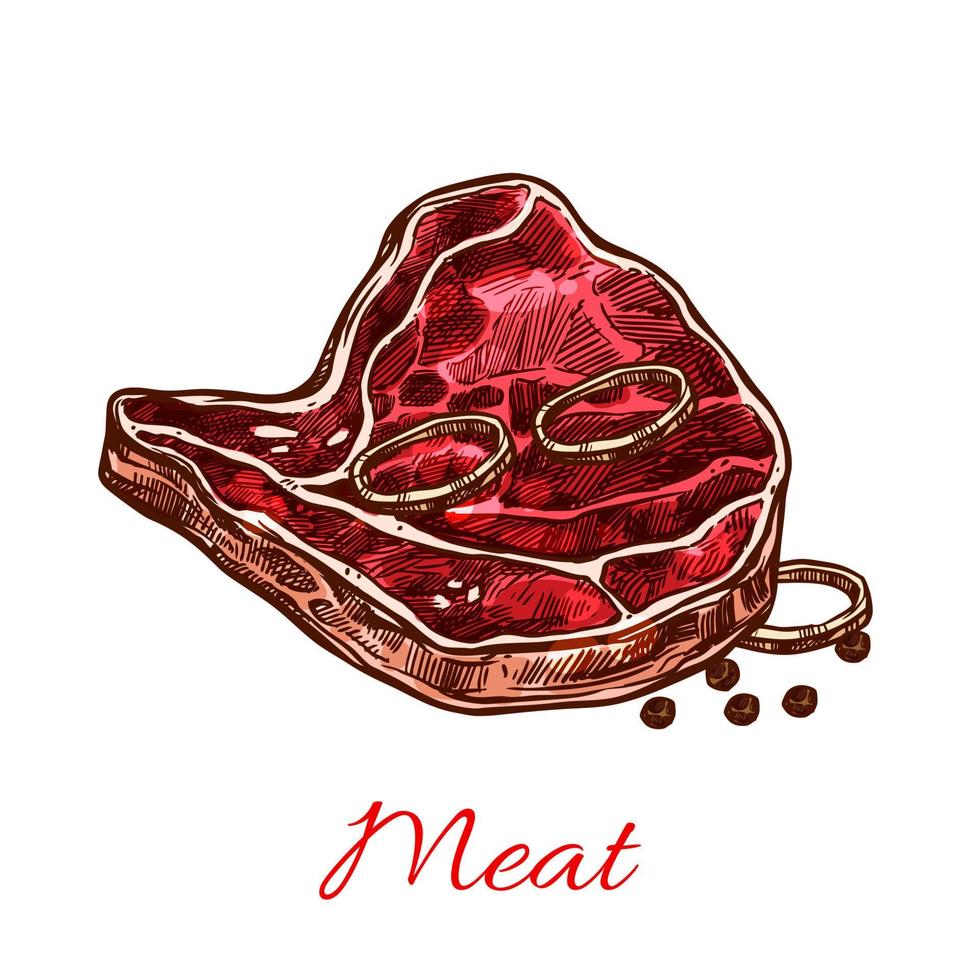 icône de viande fraîche crue de vecteur pour la boucherie