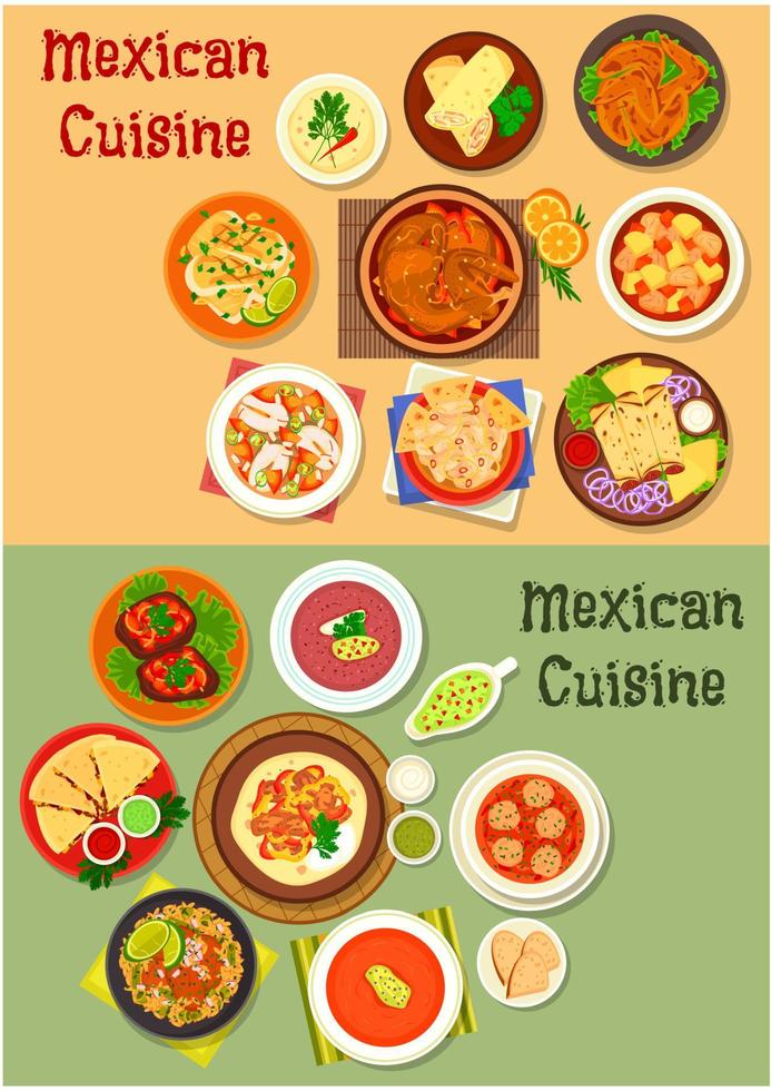 icône de plat de dîner de cuisine mexicaine pour la conception de menus vecteur