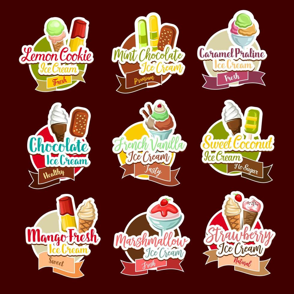 vecteur de desserts à la crème glacée stickers