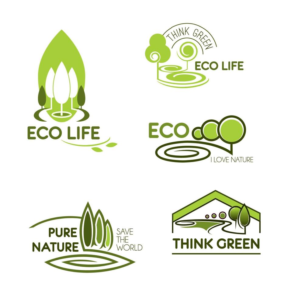 eco life, pense que l'icône verte est définie pour la conception écologique vecteur