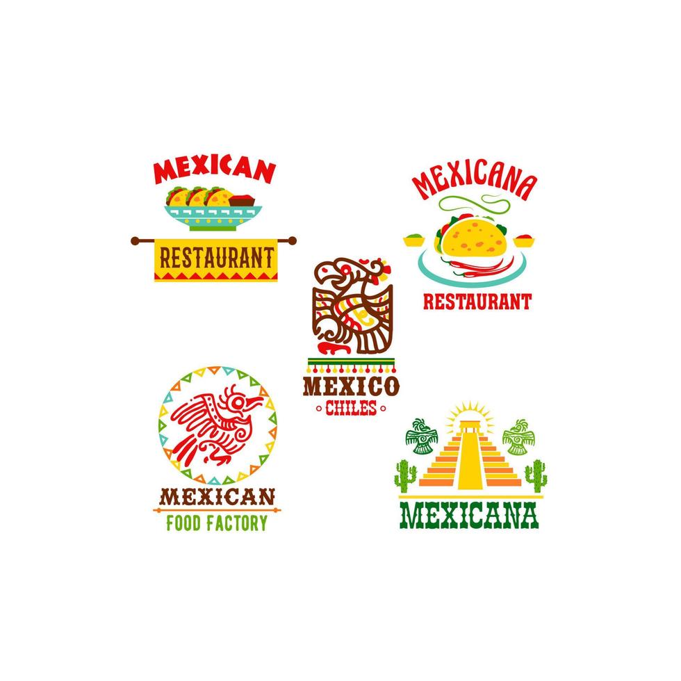 ensemble d'icônes vectorielles de restaurant de cuisine mexicaine vecteur