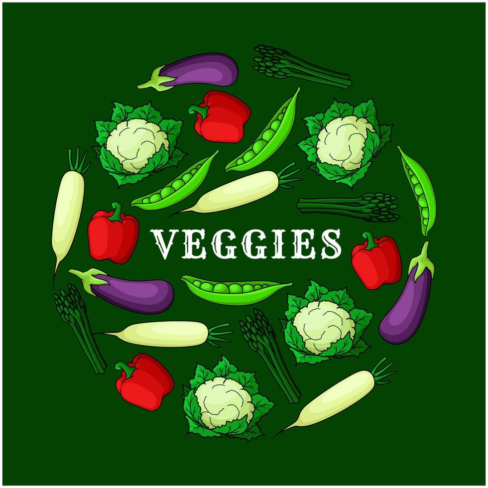 fond de légumes avec des icônes de légumes frais vecteur