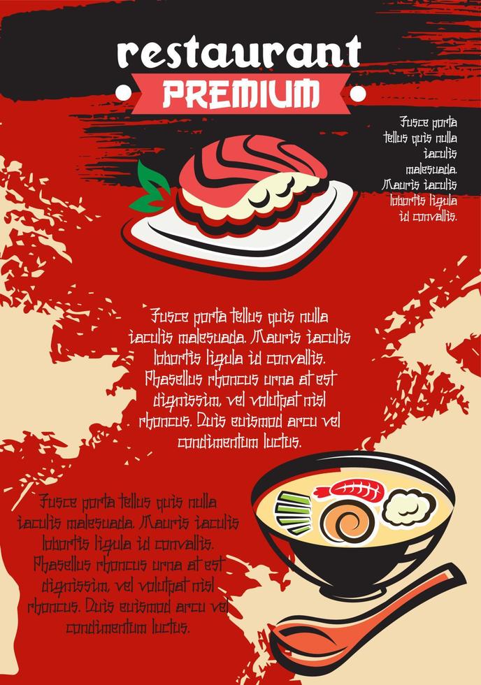 menu vectoriel pour restaurant de sushi japonais premium