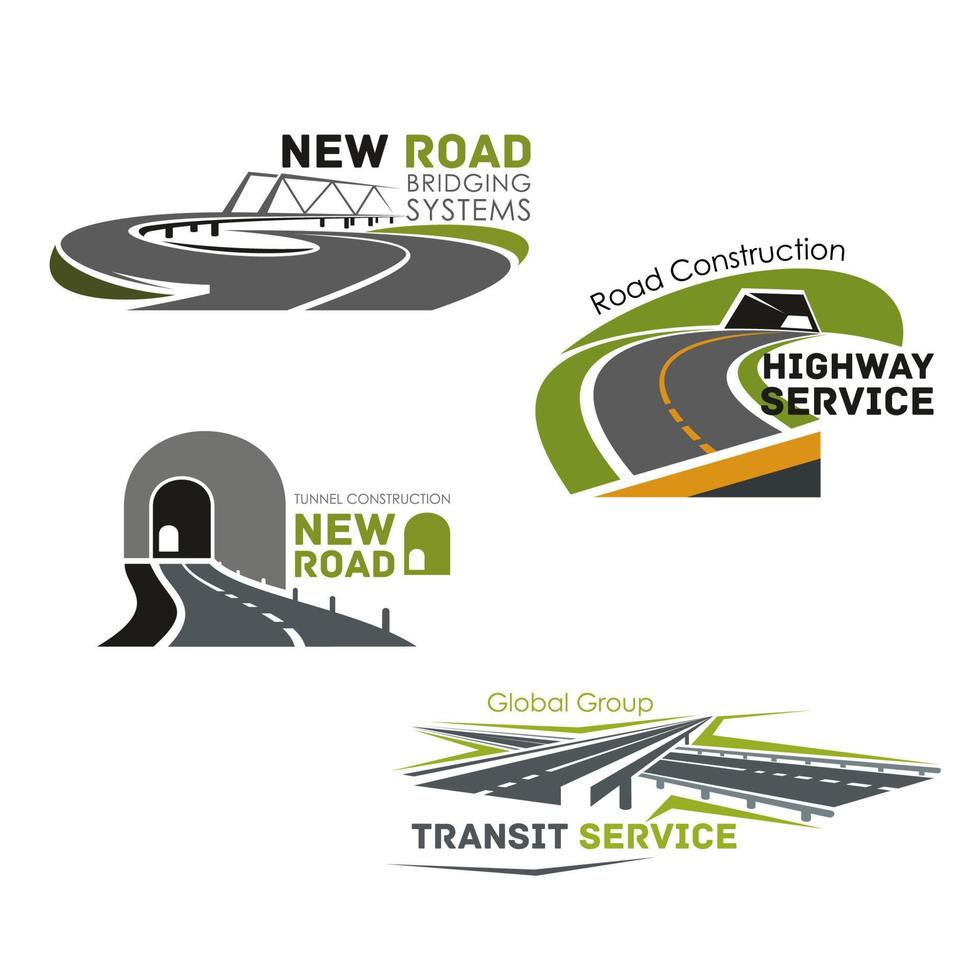 icônes vectorielles de service routier, de pont ou de tunnel vecteur