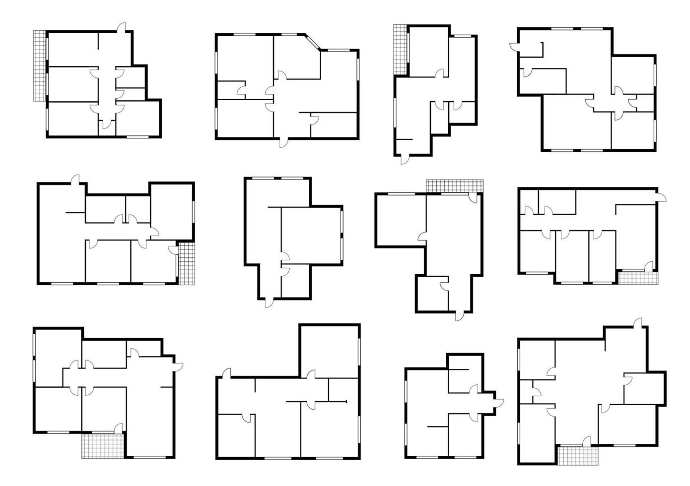 plans d'étage d'appartement, disposition des pièces de la maison vecteur