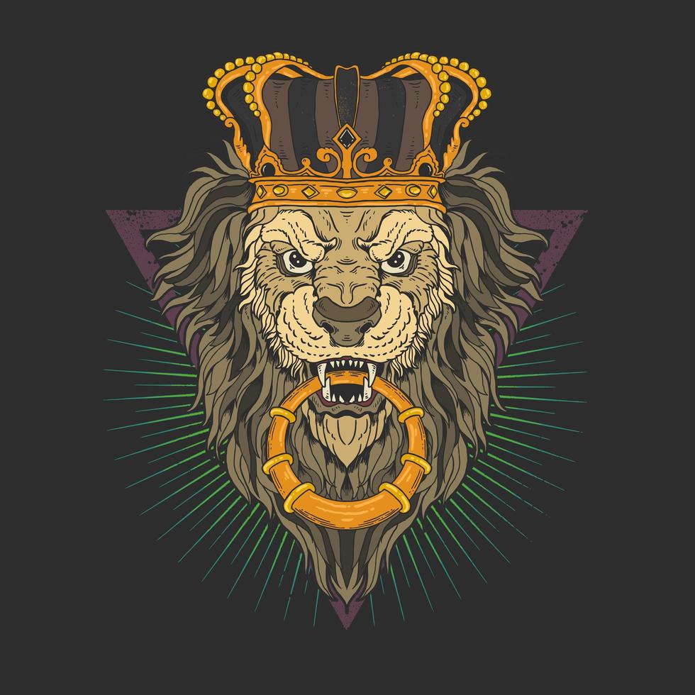 tête de lion avec couronne vecteur