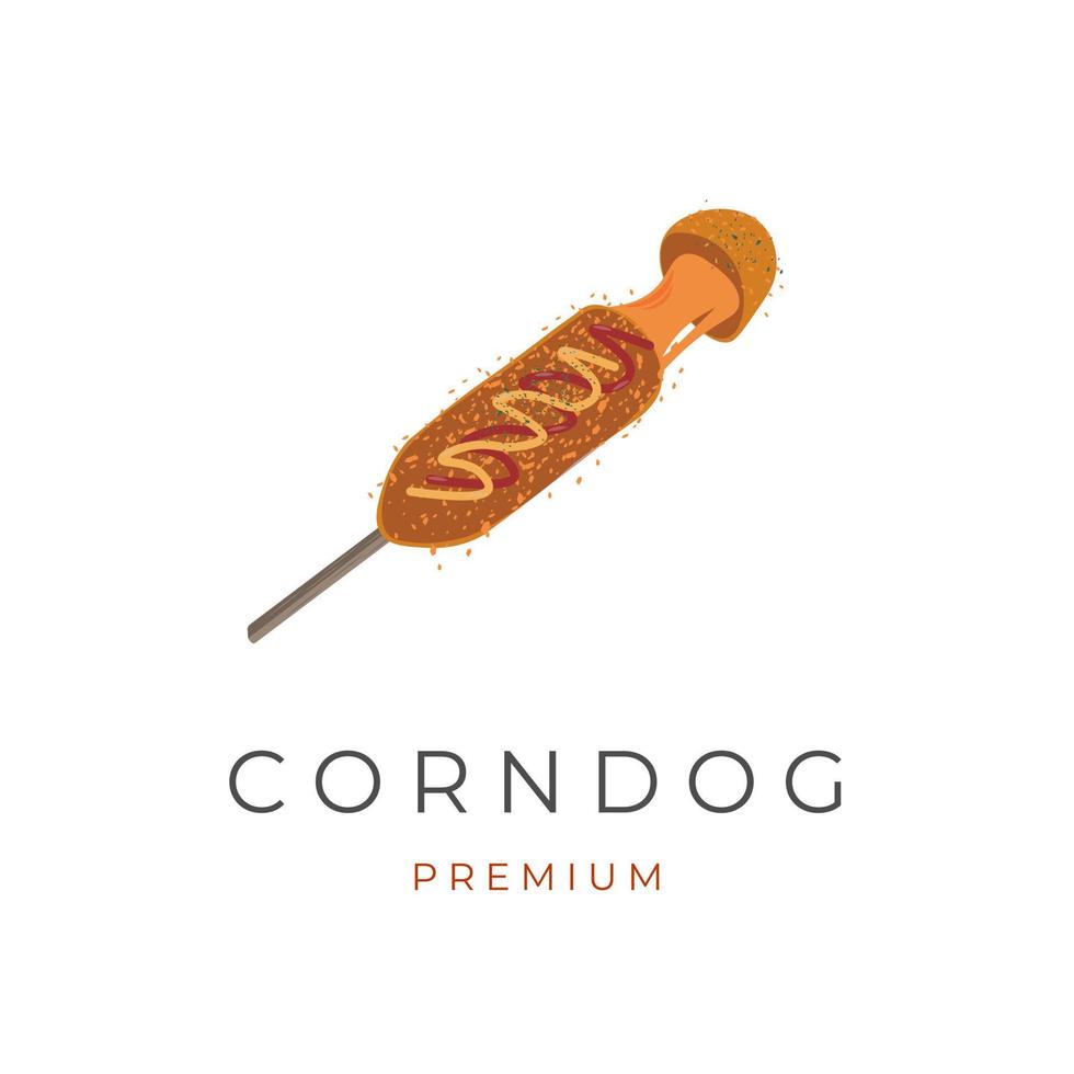 logo d'illustration vectorielle corndog avec fromage mozzarella fondu vecteur