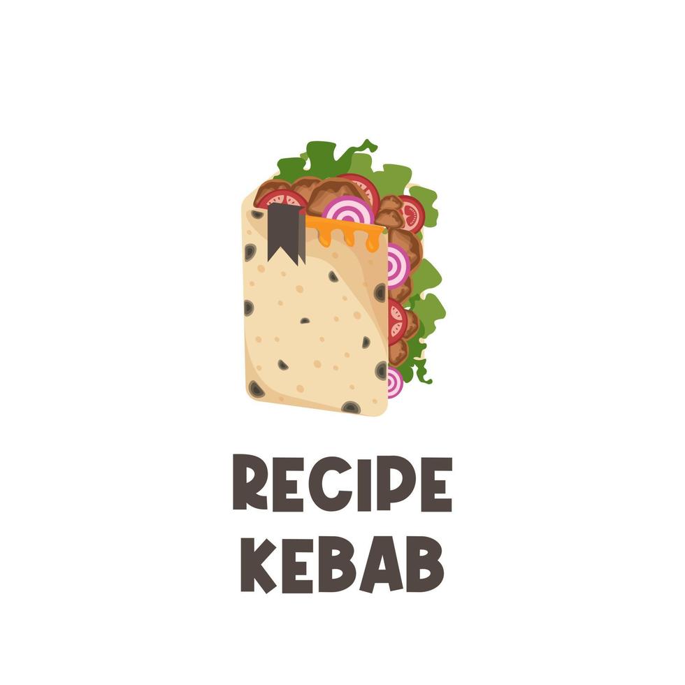 livre de kebab recette de kebab logo d'illustration vectorielle vecteur