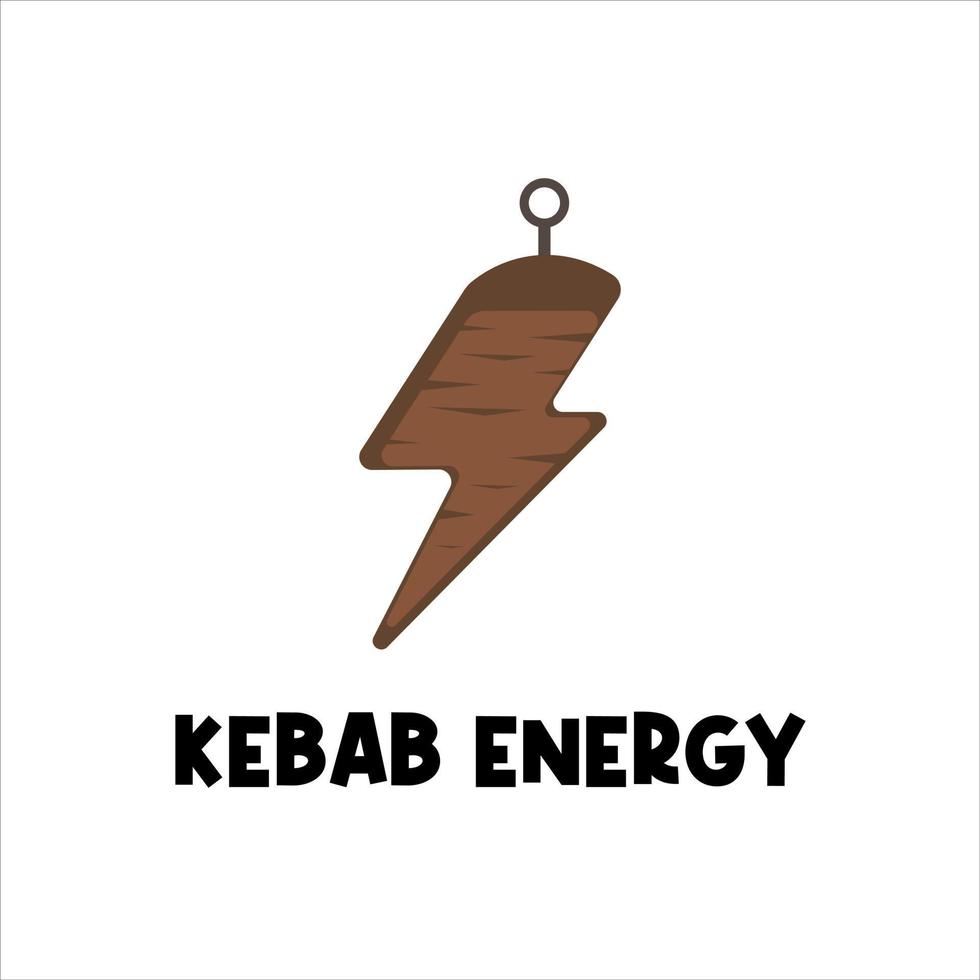 logo d'illustration unique de viande de kebab énergétique vecteur