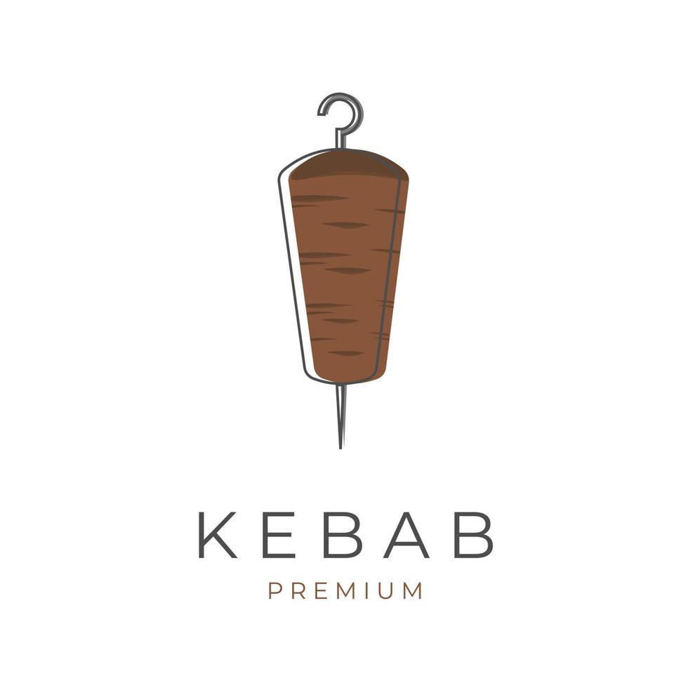 kebab viande ligne art illustration logo vecteur