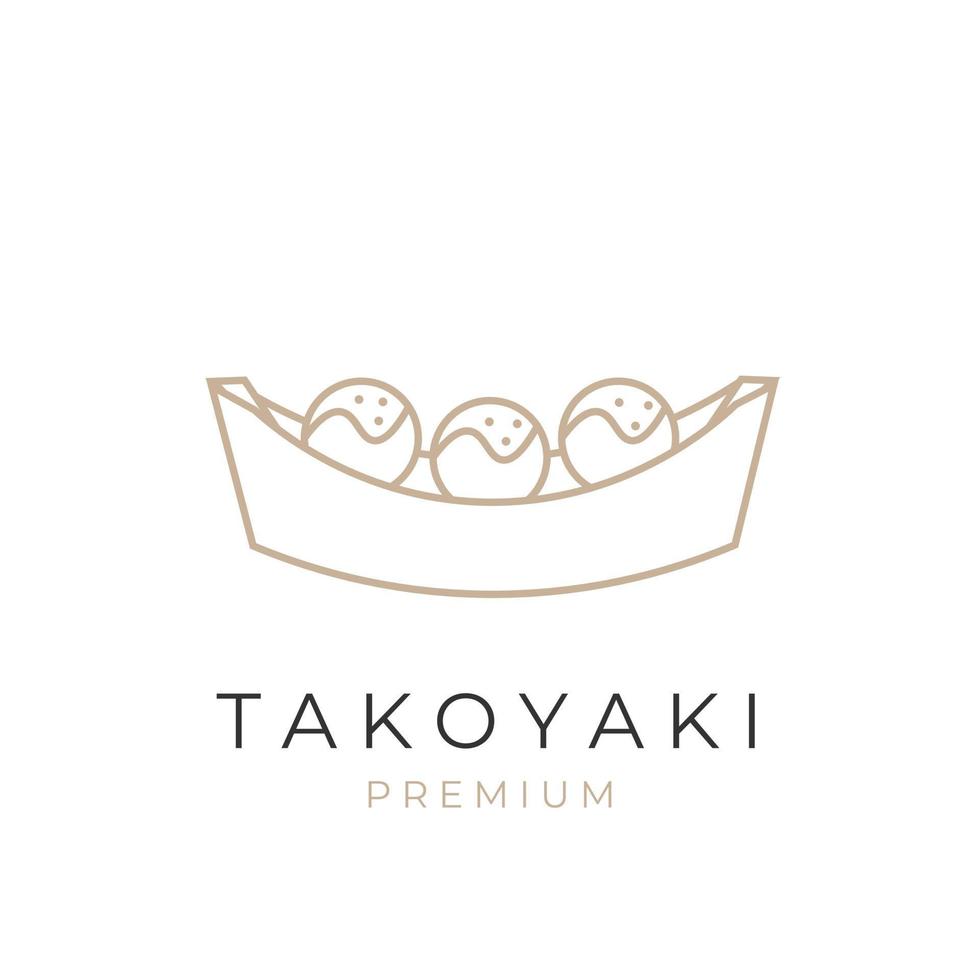 élégant dessin au trait illustration vectorielle logo cuisine japonaise takoyaki vecteur