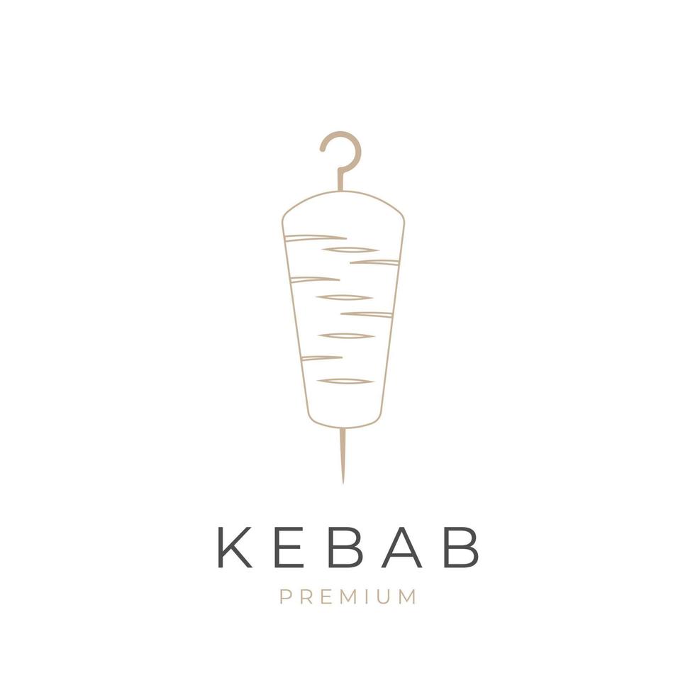 logo d'illustration d'art de ligne élégant de viande de kebab vecteur