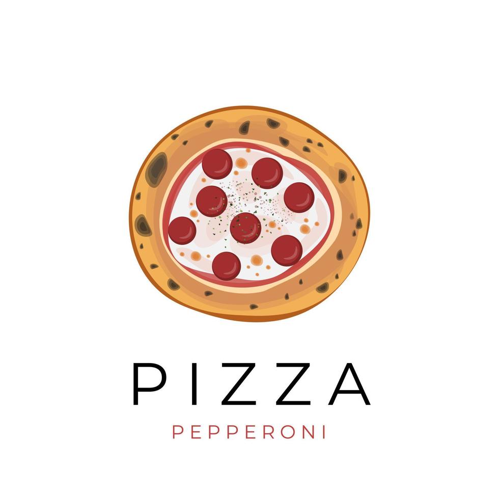 logo d'illustration vectorielle de pizza au pepperoni traditionnel vecteur