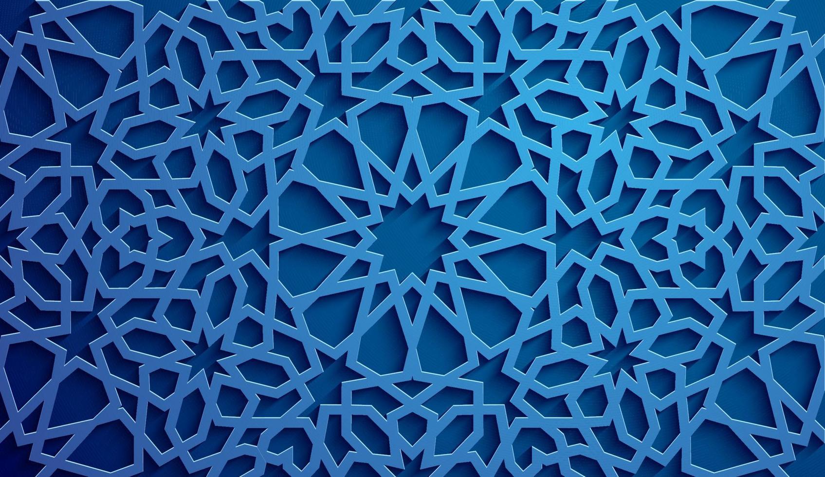 vecteur d'ornement islamique, motif persan. Éléments de motif rond islamique ramadan 3d. vecteur de symbole arabe ornemental circulaire géométrique. fond bleu