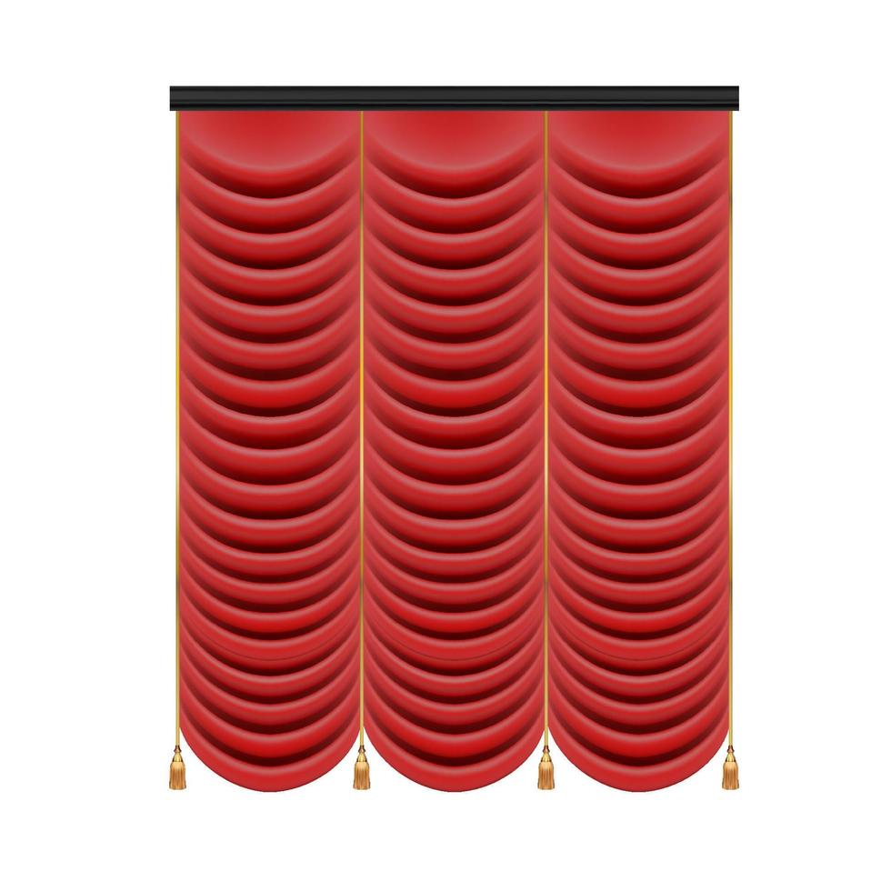 ensemble de rideaux rouges à la scène du théâtre. illustration vectorielle de maille. vecteur