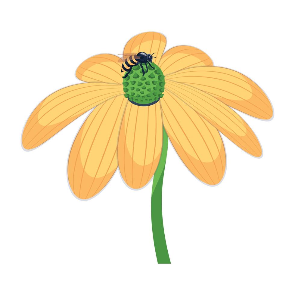 une icône plate captivante d'abeille de fleur vecteur