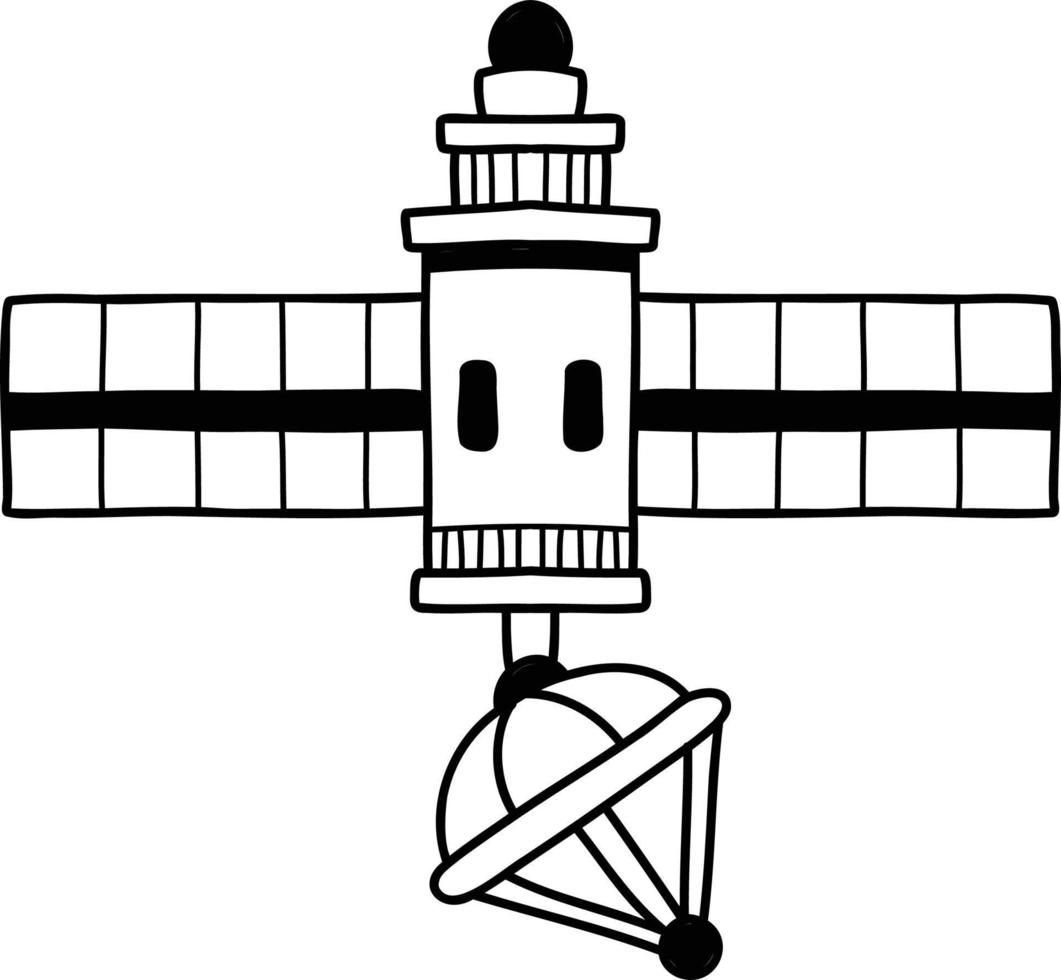 satellites dessinés à la main flottant dans l'illustration de l'espace vecteur