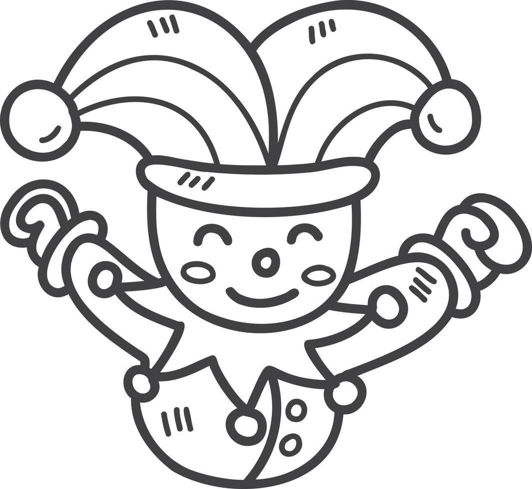 illustration de poupée clown mignon dessiné à la main vecteur