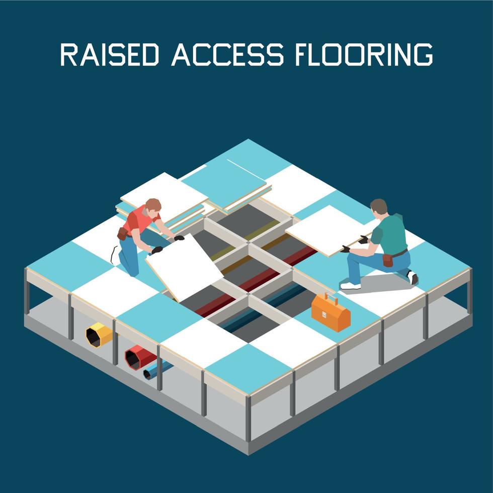 procédé de pose de plancher surélevé vecteur