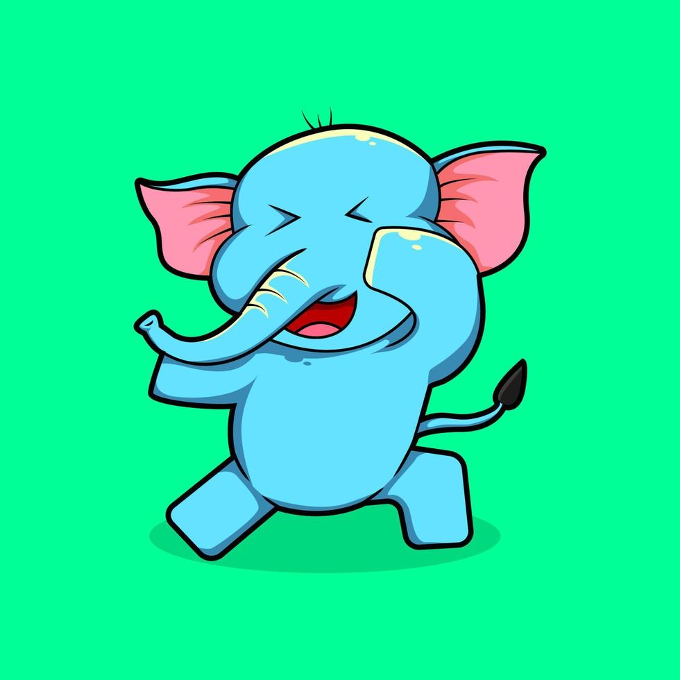 illustration d'icône vectorielle de dessin animé mignon éléphant tamponnant. nature animale icône concept isolé vecteur premium