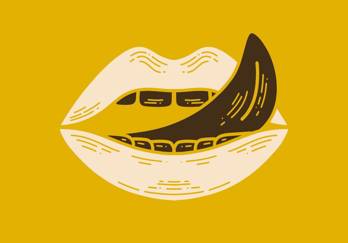 illustration d'art vintage d'une bouche avec la langue dehors vecteur