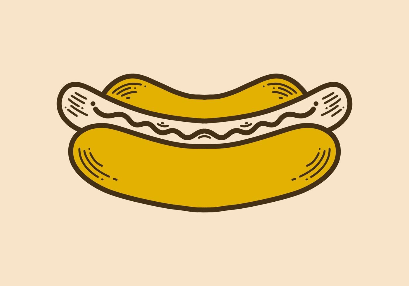 illustration de style vintage d'un hot-dog jaune vecteur
